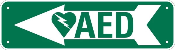 AED Wall Sign Left Arrow Priority First Aid - Australia